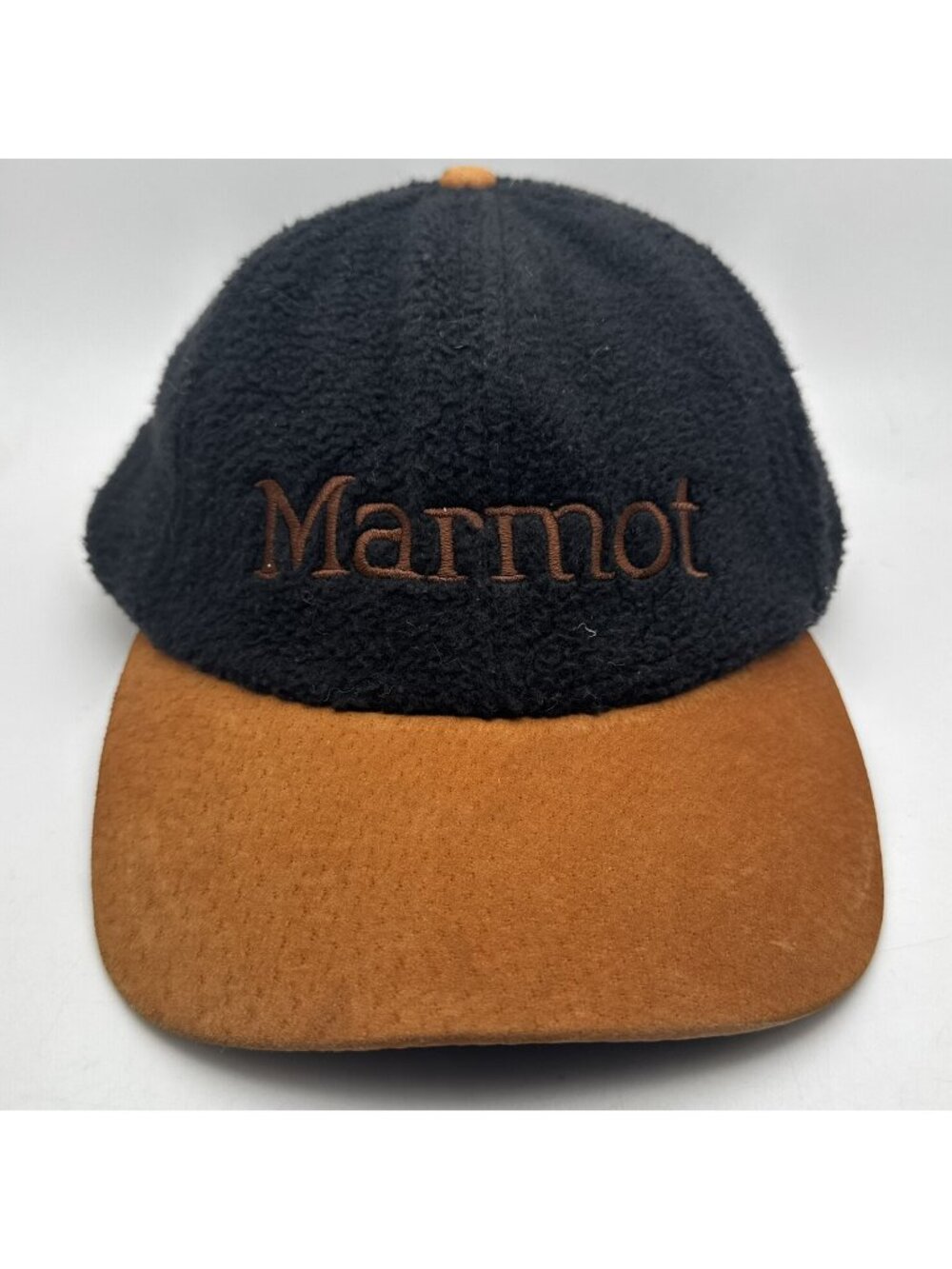 Marmot Fleece Baseball Cap Hat Black Rust Suede Adjustable Strap Outdoors Men's